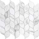 Tilingview 10-Sheet Peel and Stick Backsplash Tile for Kitchen, Self-Adhesive Mosaic Leaf Shape PVC Mixed Metal Wall Tile with Gaps (Leaf Gaps Marble)