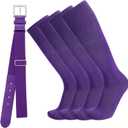Baseball Socks and Belt Combo for Youth Adult - Softball Sock and Belt for Boys and Girls (2 Pairs of Socks & 1 Belt) (Small, Purple)