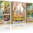 SYYANKK Watercolor New York City Wall Art NYC Canvas Wall Decor NYC Painting New York Landmarks Poster Travel Wall Art Central Park Artwork for Bedroom Living Room 12x16 Inch Unframed Set of 3