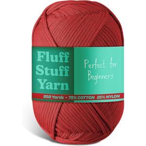 Soft Yarn for Crocheting – Crochet & Knitting Yarn, Beginner Yarn with Easy-to-See Stitches, 250 Yds Amigurumi Yarn, Cotton-Nylon Blend Tshirt Yarn for Crocheting, Worsted Weight Yarn 4, Burgundy Yarn