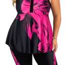 Hanna Nikole Women's Plus Size Tankini Swimsuits Two Piece Bathing Suit Flowy Rash Guard Swimwear with Capris Shorts (XXL)