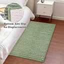 Small Bathroom Rugs,18"x30" Non Slip Sage Green Braided Bath Mat for Bathroom Floor,Washable Luxury Bath Rug for Tub Soft Boho Absorbent Shower Mat