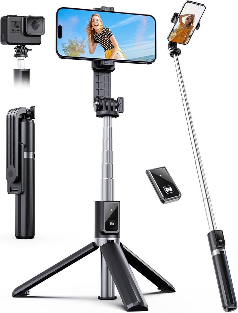 Selfie Stick Tripod with Remote, Extendable 360 Rotatable Selfie Stick, 41.7" Phone Tripod Stand for Cell Phone Filming Compatible with iPhone Samsung Android Smartphone Gopro