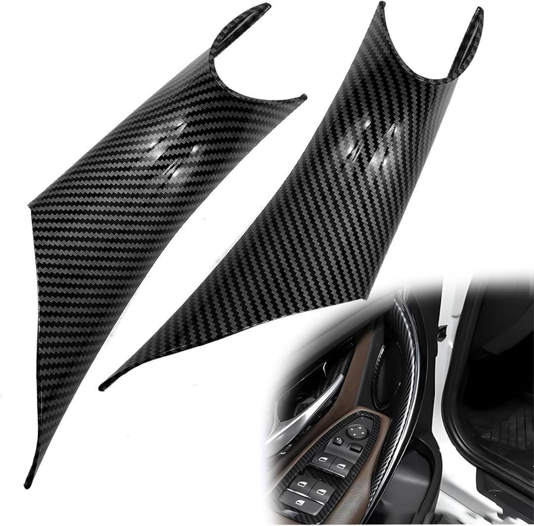 ABS Interior Door Panel Handle Covers Left Front and Right Front Compatible with BMW 320,328,330,335,M3 2012-2018 & BMW 428, 435,M4 2014-2017 (Carbon Fiber Black)