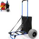 Beach Fishing Carts, 13 Big Balloon Wheels Flat-Free Solid PU Tires for Sands, 165LBS Loading Folding Sand Cart & 33.1" to 51.6" Adjustable Height, Beach Buggy Cart w/Storage Bag, NO Rust