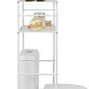 Home Zone Living Over-the-Toilet Bathroom Storage Organizer with 3-Tier Shelves and Adjustable Feet, Freestanding Steel Frame Design, White