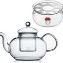 CnGlass 33.8oz Glass Teapot ,Stovetop Safe Tea Kettle 5.3 in/13.5cm Diameter