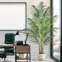 Artificial Palm Tree 6ft Tall Fake Palm Tree Indoor Decor with 18 Leaves and Real Bark Design Faux Tropical Areca Palm Silk Floor Plant in Pot for Home Office Living Room Bedroom Decor 1pcs