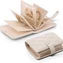 VLANDO Mini Travel Jewelry Organizer Case,Portable Jewelry Organizers Storage Book with Clear Zipper Velvet Jewelry Pouch Bag for Travel Essentials,Ring,Earring-Cream White