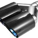 Car Exhaust Tip Tail Pipe, 2.4 Inch Inlet 7.09 Inch Outlet 9.84 Inch Length Universal for Rear Dual Muffler Anti-Corrosion Stainless Steel Flame Blue Black