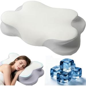 Mellow Cloud Pillow, Ergonomic Memory Foam Cloud Align Pillow for Neck Support, Mellow Sleep for Side, Back, and Stom (White)