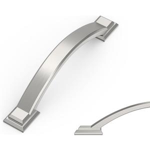 Amerdeco 10 Pack Brushed Satin Nickel Cabinet Pulls 3.75 Inch(96mm) Hole Centers, Handles for Kitchen Cabinet Hardware, Arch Cabinet Handles for Bathroom ZH0016