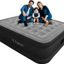 Air Mattress Queen with Built in Pump Raised, with Comfort Plush, Portable Air Bed for Home, Guests, Camping,(Grey, 22 Height)