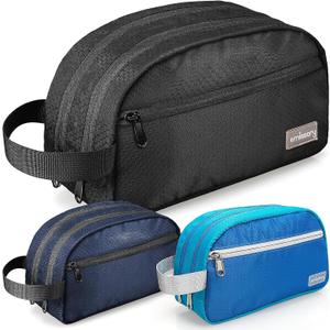 emissary Nylon Men's Toiletry Bag - Large Waterproof Shower Bag - Travel Toiletries Bag - Dopp Kitt for Men - Toiletry Bag for Men and Women - Shaving Bag for Men Travel (Black Water-Resistant)