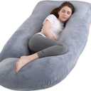 Pregnancy Pillow J-Shaped Full Body Pillow, 59 inch with Velvet Cover Easy to Remove and Wash, Support Pregnant Women's Backs Legs and HIPS, Improve Sleep,Pregnancy Pillow for Women Gray (Grey)