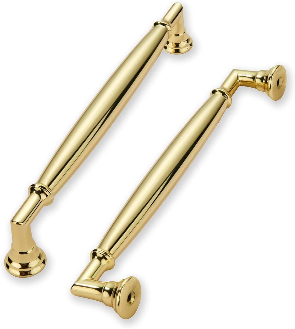 khtumeware 10 Pack 5 Inch(128mm) Polished Brass Cabinet Pulls Heavy Duty Solid Cabinet Handles Kitchen Cabinet Hardware for Cupboard Drawer Handles