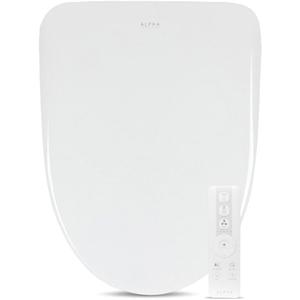 ALPHA BIDET iX Pure Bidet Toilet Seat in Elongated White | Ultra Low Profile | Endless Warm Water | Arced Stainless Steel Nozzle | Blue LED Nightlight | Dryer