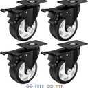 4 Inch Caster Wheels, Casters Set of 4, ASHGOOB Casters with Brake Heavy Duty 1400 Lbs, Industrial Locking Swivel Top Plate Castor Wheels for Workbench/Furniture/Cart.AB Switch, Double Pedal Brake
