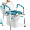 PELEGON Raised Toilet Seat with Handles (400lb) - Adjustable Height & Width Toilet Chair with Arms, Toilet Riser with Handles, Toilet Chair Over Toilet, Handicap Toilet Seat for Elderly (Teal)