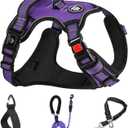 NESTROAD No Pull Dog Harness,Adjustable Oxford Dog Vest Harness with Leash,Reflective No-Choke Pet Harness with Easy Control Soft Handle for Small Medium Dogs(Medium, Purple) (M neck 13-17" chest 17-25")