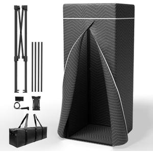 Portable Recording Booth for Home Studio, Foldable Sound Isolation Vocal Shield with Floor Stand, High-Density Acoustic Blanket Enclosure for Singing, Voiceover & Podcast, Includes Phone Holder, 78 x 31 x 31