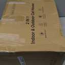 Upgraded Heated Cat House for Outside Escape Door, Highly Insulated Heated Outdoor Cat House Waterproof Awning, Weatherproof Outdoor Feral Cat Shelter for Stray Winter (22.0"L x 12.0"W x 20.0"H, Grayish Blue)