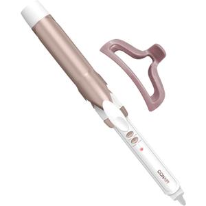Conair Double Ceramic 1 -Inch Curling Iron with Claw Clip, 1.25-Inch Barrel Creates Loose Curls, Hair Curler for Use on Medium and Long Hair, White