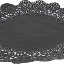 Pastry Tek 8 x 8 Inch Paper Lace Doilies, 100 Disposable Table Doilies - Elegant Lace Finish, Long Lasting, Black Paper Doily, for Pastries, Cupcakes, Desserts - Restaurantware