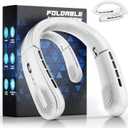Portable Neck Fan - 8400 RPM Enlarged Turbo Airflow - 5200mAh Personal Rechargeable Cooling Wearable Fan - Max 16H, 4 Speeds, Foldable, LED Display - Great Gifts for Men Women - 2nd Gen White