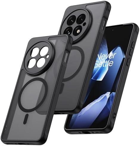 MAKAVO Magnetic for OnePlus 13 Case [Compatible with MagSafe] Translucent Matte Shockproof Phone Case with Camera Cover, One Plus 13 Slim Thin Yet Military Grade Drop Proof Silicone Bumper Case, Black, 1 Pc