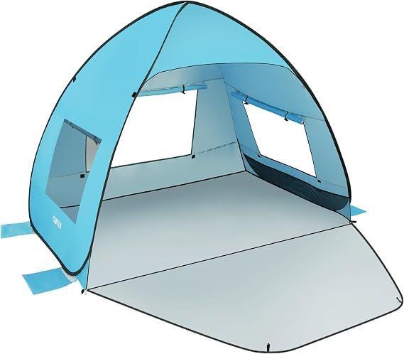 UPF 50+ Pop Up Beach Tent, Easy Set Up Beach Umbrella, UV Protection Portable Sun Shelter, Lightweight with Carry Bag