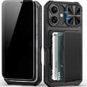 BXYJY for iPhone 17 Case Wallet，2 Privacy Screen Protectors, Card Holder (4-5 Cards), Slide Camera Cover, Military Grade Drop Prortection, Heavy Duty Men Women Phone Case for iPhone 17, Black