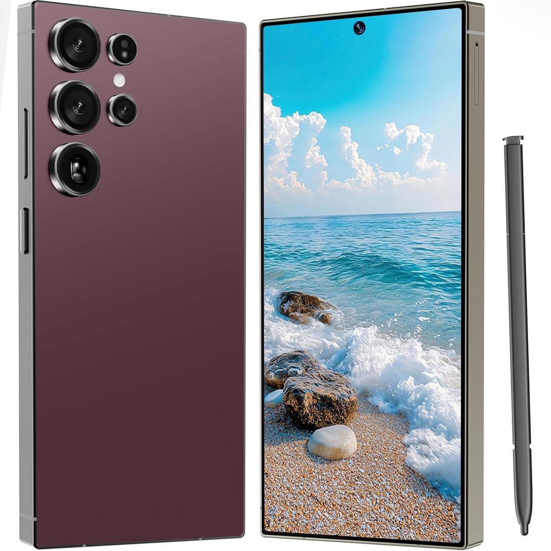 I25 Ultra Unlocked Cell Phone, 6800mAh Long Battery Life Smartphone,Built in Pen,6.8" HD Screen 8+512GB Unlocked Phones,5G/Dual SIM/Fingerprint Unlock/Face ID (Wine Red)