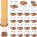 32 Pcs Chair Leg Floor Protectors Square, Silicone Chair Leg Protectors for Hardwood Floors, Chair Leg Caps Covers Protect Wooden Floors from Scratching, Thick, Won't Tear (Fit: 9/10" - 1")
