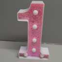 Pooqla Marquee Number Lights, Pink Light Up Numbers for Girls 1st 10th Birthday, Battery Powered Glitter Number Night Light Gift for Christmas Bedroom Dorm Party Decoration, Cool White Number 1