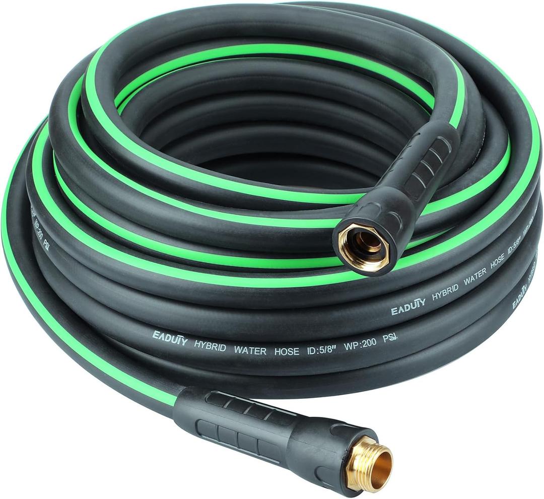 Hybrid Garden Hose 5/8 IN. x 50 FT, Heavy Duty, Lightweight, Flexible with Rotatable Grip Handle and Solid Brass Fittings