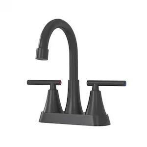 Bathroom Faucets for Sink 3 Hole, Hurran 4 inch Matte Black Bathroom Sink Faucet with Pop-up Drain and 2 Supply Hoses, Stainless Steel Lead-Free Centerset Faucet for Vanity RV, 1 Pack