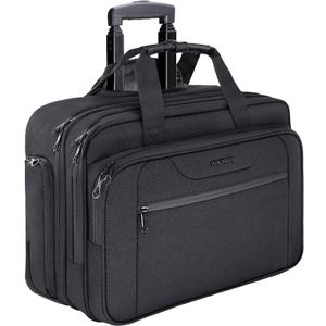 KROSER Rolling Laptop Bag Premium Wheeled Briefcase Fits Up to 17.3 Inch Laptop Overnight Roller Case Computer Bag with RFID Pockets for Travel/Business/Men/Women-Black