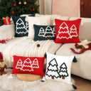 Christmas Tree Pillow Covers 12x20 Decorative Christmas Beige Throw Pillow Cases Winter Holiday Couch Cushion Case for Sofa Bed Room Home Decor