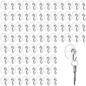 Mudder 50 Pcs Suction Cup Hooks Wall Clear Suction Cups with Metal Hooks Window Hangers for Glass Wall Towel Hangers Supplies Bathroom Glass Kitchen Decorations,3 lbs (30 mm)