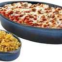 Emeril Lagasse 1-Piece Oval Stoneware Baking Dish Set - Versatile 1 Qt, for Baking, Perfect Casseroles, Roasts, Cake, Lasagna Pan, Microwave, Oven, Dishwasher, and Freezer Safe, S-803-2S-AZ