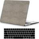 for Crocodile MacBook Air 13 inch Case 2026-2022 M5 A3449 M4 A3240 M3 A3113 M2 A2681 MacBook Air 13.6 inch Case, Alligator Leather Hard Cover for Snake Skin Mac Book Air M3 Case+Keyboard Cover, Silver