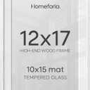 Homeforia 12x17 White Oak Picture Frame, High-End Wood, 10x15 Mat, Glass