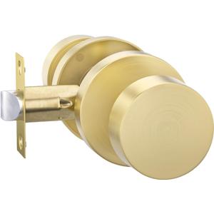 Goldenwarm Gold Closet Door Knobs, Heavy Duty Zinc-Alloy Passage Brushed Gold Interior Door Knobs, Brushed Brass Indoor Doorknobs for Hallway, Closet (1 Pack)