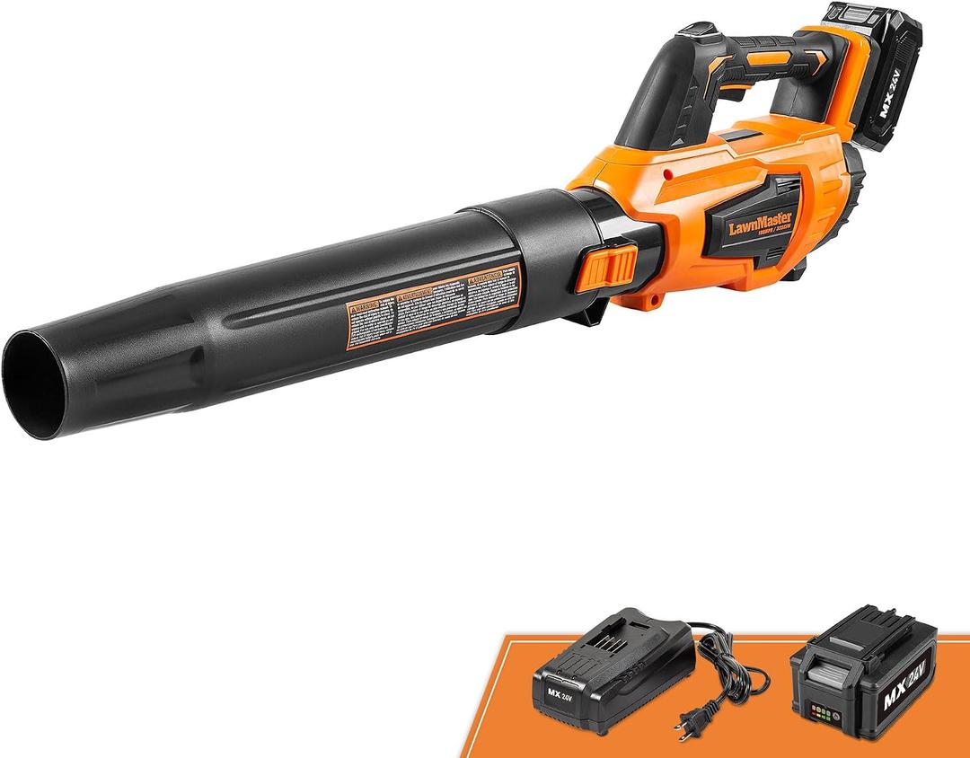 Leaf Blower Cordless, LawnMaster Leaf Blower 24V Max with 4.0Ah Battery and a Charger-CLBL2417A