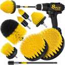 8 Piece Drill Brush Attachments Set, Power Scrubber with Extend Long Attachment，Cleaning Supplies for Bathtub, Shower, Grout, Tile(Yellow)