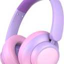 Candy Bila Active Noise Cancelling Headphones for Kids,60H Play Time,Bluetooth 6.0, Comfortable Fit, USB C Charging, Kids Bluetooth Headphones for iPad Tablet Airplane, Gradient Pink