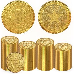 Byhoo 100 PCS Metal Gold Coins,DND Pirate Coins,Stress Relief Tool,with Velvet Drawstring Pouch for Board Games,Role Playing,Treasure Hunts,Pirate Adventure Themed Play Favor
