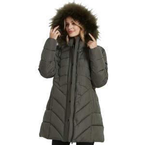 BINACL Hooded Warm Winter Golf Jackets, Extreme Cold Hunting Spring Women Most Wished & Gift Ideas Walking Lined Outwear polyester Cotton Padding Coats with Faux Fur Trim Fit Sweatshirt(Army Green, L)