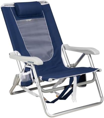 GCI Outdoor Backpack Beach Chair | Reclining Folding Chair with Durable Armrests, Drink Holder & Carry Straps, Perfect for Beach Trips & Picnics — Nautical Blue